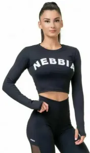 Nebbia Long Sleeve Thumbhole Sporty Crop Top Noir M T-shirt de fitness