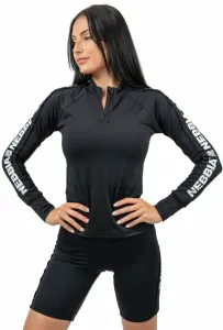 Nebbia Long Sleeve Zipper Top Winner Black L T-shirt de fitness