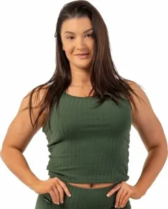 Nebbia Organic Cotton Ribbed Tank Top Dark Green M T-shirt de fitness