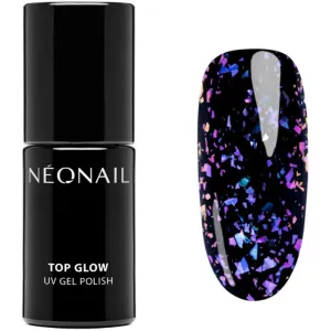 NEONAIL Top Glow vernis top coat gel teinte Violet Aurora Flakes 7,2 ml