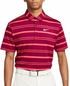 Nike Dri-Fit Tour Mens Polo Shirt Stripe Noble Red/Ember Glow/White L