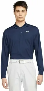 Nike Dri-Fit Victory Solid Mens Long Sleeve Polo College Navy/White 2XL