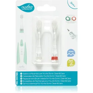 Nuvita Sonic Clean&Care Replacement Brush Heads têtes de remplacement pour brosse à dents sonique à piles pour bébés Sonic Clean&Care Medium Red/White