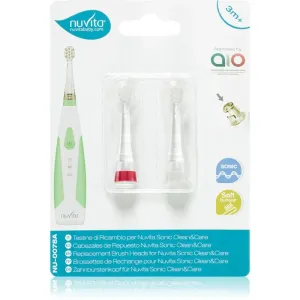 Nuvita Sonic Clean&Care Replacement Brush Heads têtes de remplacement pour brosse à dents sonique à piles pour bébés Sonic Clean&Care Small Red/White