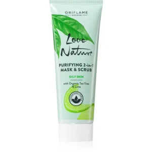 Oriflame Love Nature Organic Tea Tree & Lime masque et gommage purifiant pour peaux grasses 75 ml