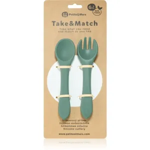 Petite&Mars Take&Match Silicone Cutlery couverts Misty Green 6 m+ 2 pcs