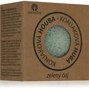 Renovality Konjac mushroom green tea éponge nettoyante pour peaux normales à mixtes 7x4 cm