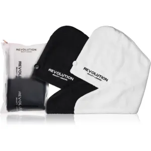 Revolution Haircare Microfibre Hair Wraps serviette de toilette pour cheveux teinte Black/White 2 pcs