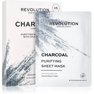 Revolution Skincare Purifying Charcoal ensemble de masque en tissu pour peaux grasses et à problèmes 5 pcs
