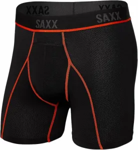 SAXX Kinetic Boxer Brief Black/Vermillion L Sous-vêtements de sport