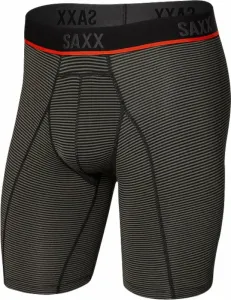 SAXX Kinetic Long Leg Boxer Brief Grey Mini Stripe M Sous-vêtements de sport