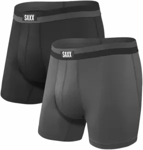 SAXX Sport Mesh 2-Pack Boxer Brief Black/Graphite L Sous-vêtements de sport