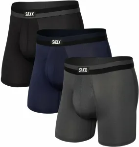 SAXX Sport Mesh 3-Pack Boxer Brief Black/Navy/Graphite 2XL Sous-vêtements de sport