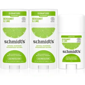Schmidt's Bergamot + Lime déodorant solide 2x 75 g + 1x 40 g (conditionnement avantageux)