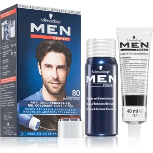Schwarzkopf Men Perfect Anti-Grey Color Gel gel teinté pour cheveux pour homme 80 Natural Black Brown