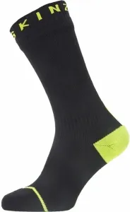 Sealskinz Waterproof All Weather Mid Length Sock With Hydrostop Black/Neon Yellow XL Chaussettes de cyclisme