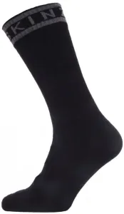 Sealskinz Waterproof Warm Weather Mid Length Sock With Hydrostop Black/Grey S Chaussettes de cyclisme