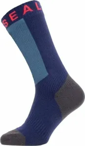 Sealskinz Waterproof Warm Weather Mid Length Sock With Hydrostop Navy Blue/Grey/Red L Chaussettes de cyclisme