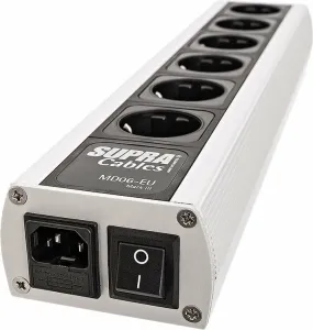 SUPRA Cables Mains Block MD06-EU Mk3.1 Switch Blanc-Noir Câble Hi-Fi Extension