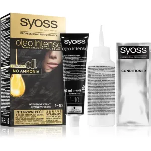 Syoss Oleo Intense coloration cheveux permanente à l'huile teinte 1-10 Intense Black 1 pcs