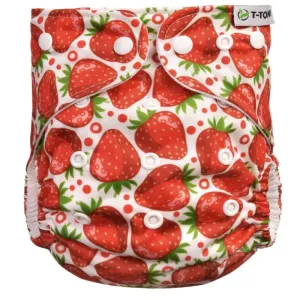 T-TOMI Pant Diaper AIO Changing Set Snaps couche-culotte lavable avec insert à boutons-pression Strawberries 4 -15 kg 3 pcs