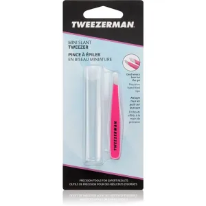 Tweezerman Mini Slant pince à épiler à bouts biseautés mini avec trousse de voyage Neon Pink 1 pcs