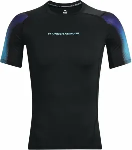 Under Armour Men's UA HeatGear Armour Novelty Short Sleeve Black/Blue Surf XL T-shirt de fitness