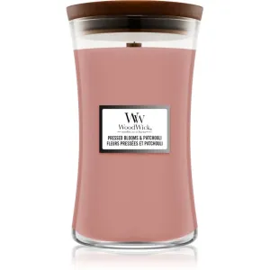 Woodwick Pressed Blooms & Patchouli bougie parfumée avec mèche en bois 609,5 g