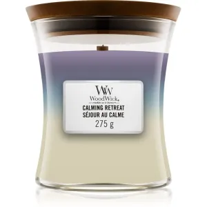 Woodwick Trilogy Calming Retreat bougie parfumée avec mèche en bois 275 g
