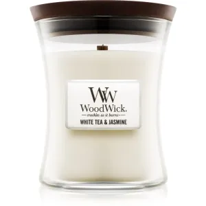 Woodwick White Tea & Jasmine bougie parfumée avec mèche en bois 275 g