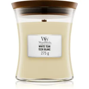 Woodwick White Teak bougie parfumée avec mèche en bois 275 g