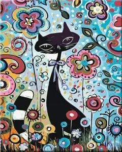 Zuty Peinture par numéros Chat en fleurs
