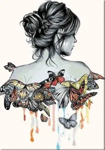 Zuty Peinture par numéros Femme Papillon