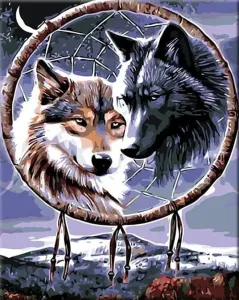 Zuty Peinture par numéros Loups avec un talisman