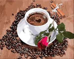 Zuty Peinture par numéros Tasse de café et roses #537029